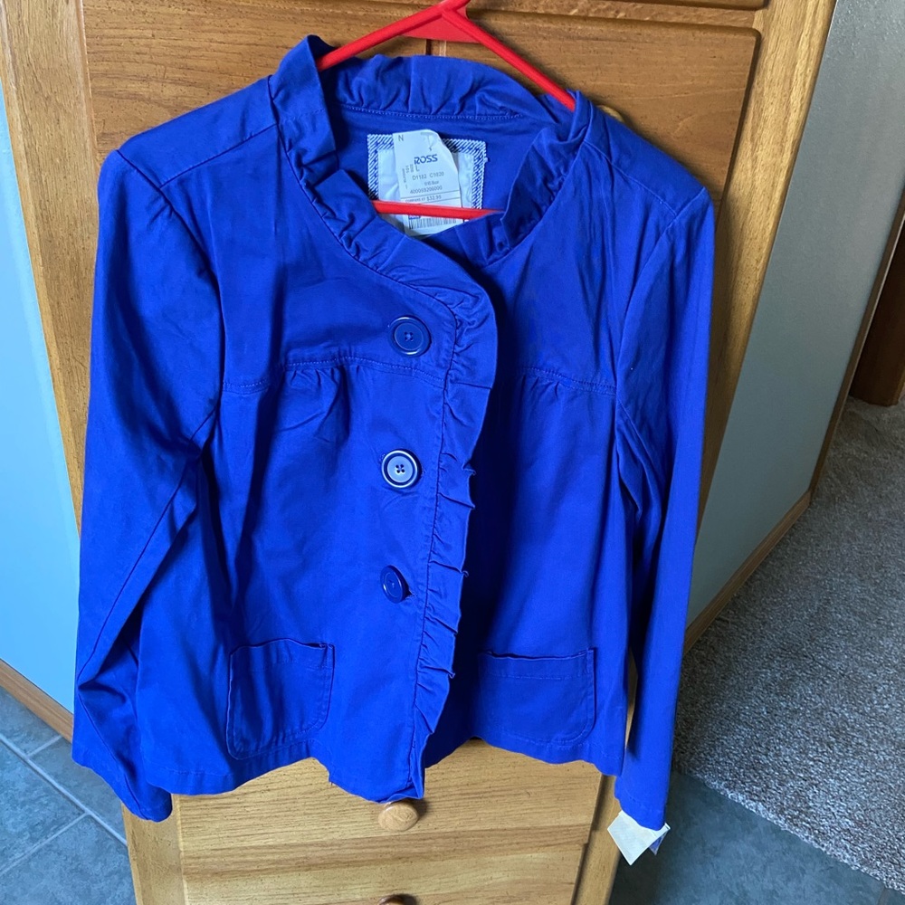 Blue Ruffled Cotton Jacket